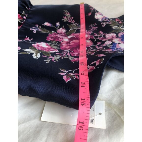 NWT Crystal Doll Floral Sleeveless Dress Girls 12 Navy Formal Easter Dance - Picture 8 of 10